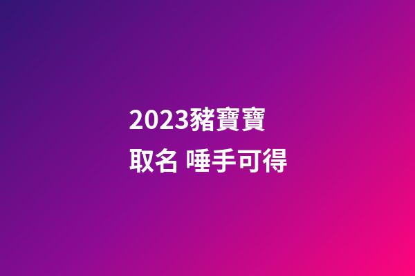 2023豬寶寶取名 唾手可得